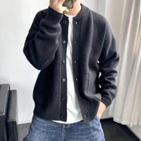 Men S Solid Color Thickened Knit Sweater Casual Warm Outerwear For Young Men M juoda