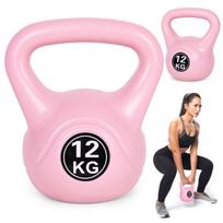 12 kg virdulio formos svarmuo (kettlebell) mankštai, hantelis, svorio kamuolys, fitneso svoris, rožinis, ModernHome