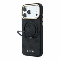 Guess PU 4G Ring Stand MagSafe Dėklas skirtas iPhone 18 Pro Max juodos spalvos
