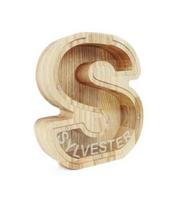 Vidutinė medinė taupyklė raidė „S“ (26 cm)