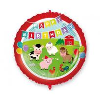 Folinis balionas „Happy Birthday“ 46 cm – fermos gyvūnų gimtadienio balionas