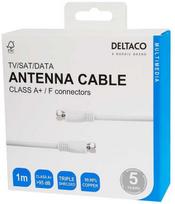 Deltaco Antenos kabelis, F jungtis, CLASS A+, 1 m, balta