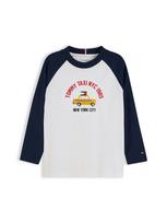 TOMMY HILFIGER Marškinėliai tamsiai mėlyna jūros spalva / geltona / ugnies raudona / balta