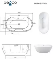 Vonia Besco Navia Glam Graphite, 140 x 75 cm, su juodais dangteliais