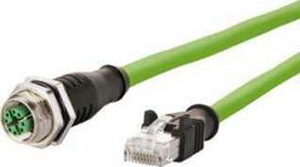 Triton METZ CONNECT M12 moteriškos-RJ45 vyriškos jungties jungiamasis kabelis, 8 kontaktų, X kodavimas, per vidų, 10 m