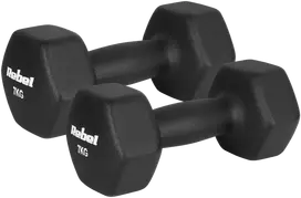 Hantelki HEX 2x7kg neopreno ketaus hanteliai, REBEL ACTIVE