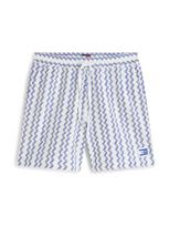 Tommy Jeans Kelnės 'Open Textured Logo Label' mėlyna / balta