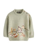 Next Megztinis ruda / žalia / omarų spalva / balta