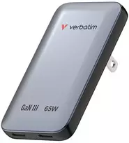 Verbatim, Įkroviklis Essentials Slim GaN USB-C1 PD 3.0 , USB-C2 PD 3.0, pilka, 65W