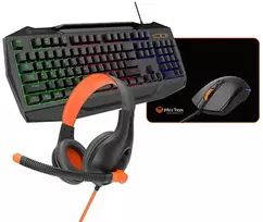 Meetion C490 komplektas klaviatūra su laidu (USB) US, juoda pelė dla gracza, podkładka, klaviatūra