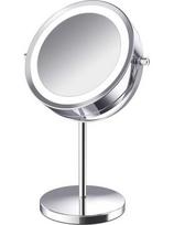 Dvipusis LED kosmetinis veidrodis RETOO U056 1x/3x, 15 cm, 17 LED, 360° sukimas, chromuotas