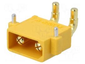Socket | DC supply | XT30 | male | PIN: 2 | on PCBs | THT | Colour: yellow