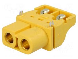 Socket | DC supply | XT60 | female | PIN: 2 | on PCBs | SMT | Colour: yellow