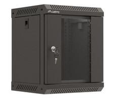 LANBERG 10" 6U 300x300 black wall mount rack cabinet with glass door (flat pack)