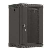 LANBERG 10" 9U 300x300 black wall mount rack cabinet with glass door (flat pack)