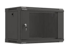 LANBERG 19" 6U 540X350 black wall-mount rack cabinet with glass doors