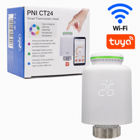Išmanusis radiatoriaus termostatas PNI CT24 su Wi-Fi valdymu per Tuya Smart programėlę.