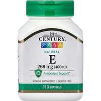 21st Century, Natūralus vitaminas E, 268 mg (400 TV), 110 minkštųjų gelių