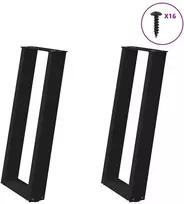 Konsolinio staliuko kojelės, U formos, 2 vnt., juodos, 38x(72-73) cm, plienas
