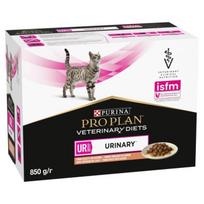 Purina Pro Plan Veterinary Diets UR St/Ox Urinary šlapias pašaras suaugusioms katėms, skirtas šlapimo takų sveikatai palaikyti, su lašiša, 10x85 g