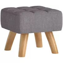 HOMCOM Pufas su lino tekstūra, medinės kojos, modernus sėdimas pufas, minkštas pufas, otomanė miegamajam, svetainei, pilkas