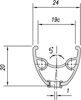 Mach 1 Ratlankis Mach1 Neo Disc 29" - 622x19C Juodas 32H ZigZag with eyelets V8.4