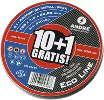 ANDRE PJOVIMO DISKAS METALUI 125 x 1,0mm METAL/INOX ECO LINE DĖŽUTĖ /10vnt. +1 NEMOKAMAI