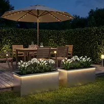 Sodo vazonas su LED 2 vnt. Sidabrinė 40 x 80 x 40 cm
