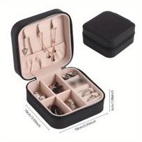 Kvadratinė papuošalų dėžutė – mini kelioninis organizatorius, Juoda