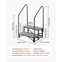 RV laipteliai 2 laipteliai su dviem turėklais 74x53x112 cm juodas plienas