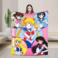 Super šilta antklodė Vaikams Suaugusiems Lėktuvo Kelionei Sailor Moon Mėtymo antklodė Flanelinis pledas Laukiui Juokingas Sofos-lovos uždangalas 75x90cm yellow