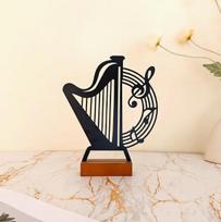 Kūrybiškas metalinis muzikos natos meno kūrinys su mediniu pagrindu, dekoratyvinis ornamentas Refer to detail image black