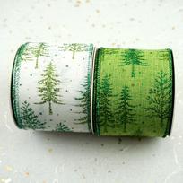 63MM/38MM Width Burlap Christmas Wired Edge Ribbon for Wreath Tree Decoration 63MM*10YDS žalia