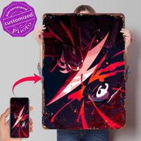 Hollow Knight Grimm Vs Hornet Battle Tin Poster Customized Wall Art Retro Vintage Metal Signs for Fans Room Office Decor House 20x30cm（7.8x11.8inch） black
