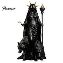 Occult Room Decor Hecate Greek Goddess Statue with Magical Hounds, Fantasy Theme Culture Gift for Collectors Resin Sculpture, Mythological Figurine black