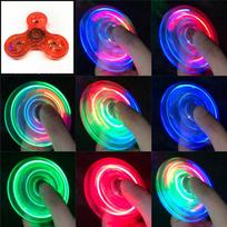 Krištolinis šviečiantis LED šviesos Fidget Spinner rankinis suktukas šviečia tamsoje EDC streso malšinimo žaislai kinetinis giroskopas vaikams brown
