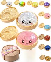 Large Dumpling Stress Ball with Steamer Colorful Squishy Bun Sensory Toy for Anxiety Relief, Squeeze Dough Ball for AdultsKids* beige
