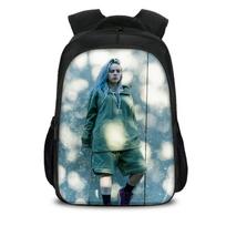 16 Inch Billie Eilish Backpack for School, 3D Printed Large Capacity Laptop Bookbag for Students, Lightweight Music Fan Daypack gray