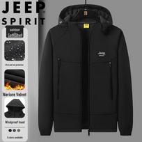 JEEP SPIRIT Men's Hooded Windproof Fleece Jacket 2XL juoda