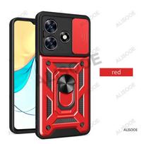 Slenkamas kameros dėklas ZTE Axon 50 Lite Blade V50 Design 4G dėklas Šarvuotas žiedinis stovas Apsauginis dangtelis ZTE Axon 50 Lite Capa Blade V50 Design 4G raudona