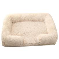 Pūkuota apvali augintinio lova - Ilgo pliušo šunų lova katės lova minkšta šilta žiemos augintinio pagalvė su neslystančiu dugnu namų dekoravimui S size 40X35X12CM white