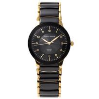 ceramic 3 ATM water [Mauro Gerardi] Solar-powered watch, resistant, men's MJ043-1 (black/black ceramic/gold) black