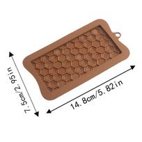 Hexagon Rose Shape triangle Diagonal Pattern Chocolate Bar Mold Candy Silicone Mould Baking Tool brown
