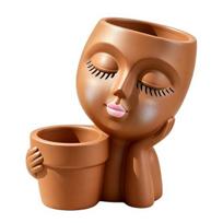 Creative Eyelash Doll Succulents Sleeping Face Planter Cute Ceramic ruda