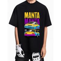 European Size Men' Manta Manta 1991 Vintage T-Shirt - Retro Racing Car Graphic Tee with 1991, Yellow & Purple Design 2XL juoda