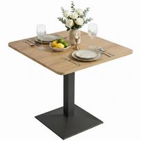 Valgomojo stalas Kvadratinis virtuvės stalas 2 žmonėms Valgomojo stalas su medžio imitacijos plieniniu pagrindu 70 x 70 x 75 cm Tamsiai rudas 70 x 70 x 75 cm