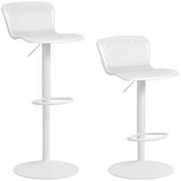 2 baro kėdžių komplektas, aukščio reguliuojamos baro kėdės, atlošas ir atrama kojoms, 38,5x40x76,5-97,5cm, baltos 40 x 38.5 x 97.5 cm