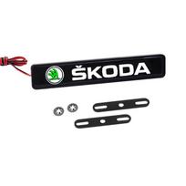 Car Front Cover Grille Lamp Emblem Decor Lightings LED Light For Skoda Fabia Octavia Karoq Kodiaq Superb Rapid Citigo Scale A7 hbkm45 1pcs-Skoda black
