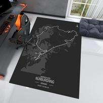 Vaikų lenktynių trasos kilimėlis 3D lenkto dizaino su lenktyniniu automobiliu ir čekiuotas vėliava Namų dekoracija Grindų kilimėliai miegamajam 40x60cm black