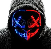 LED Halloween Vendetta Mask Flashing Party Carnival Night Club Disguise Costume Accessories Glowing Scary Hacker Mask For Men black